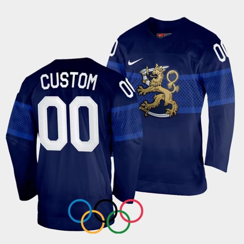 Men's Finland Custom Navy 2022 Beijing Olympics Away Stitched Jersey Men's Finland Custom Navy 2022 Beijing Olympics Away Stitched Jersey