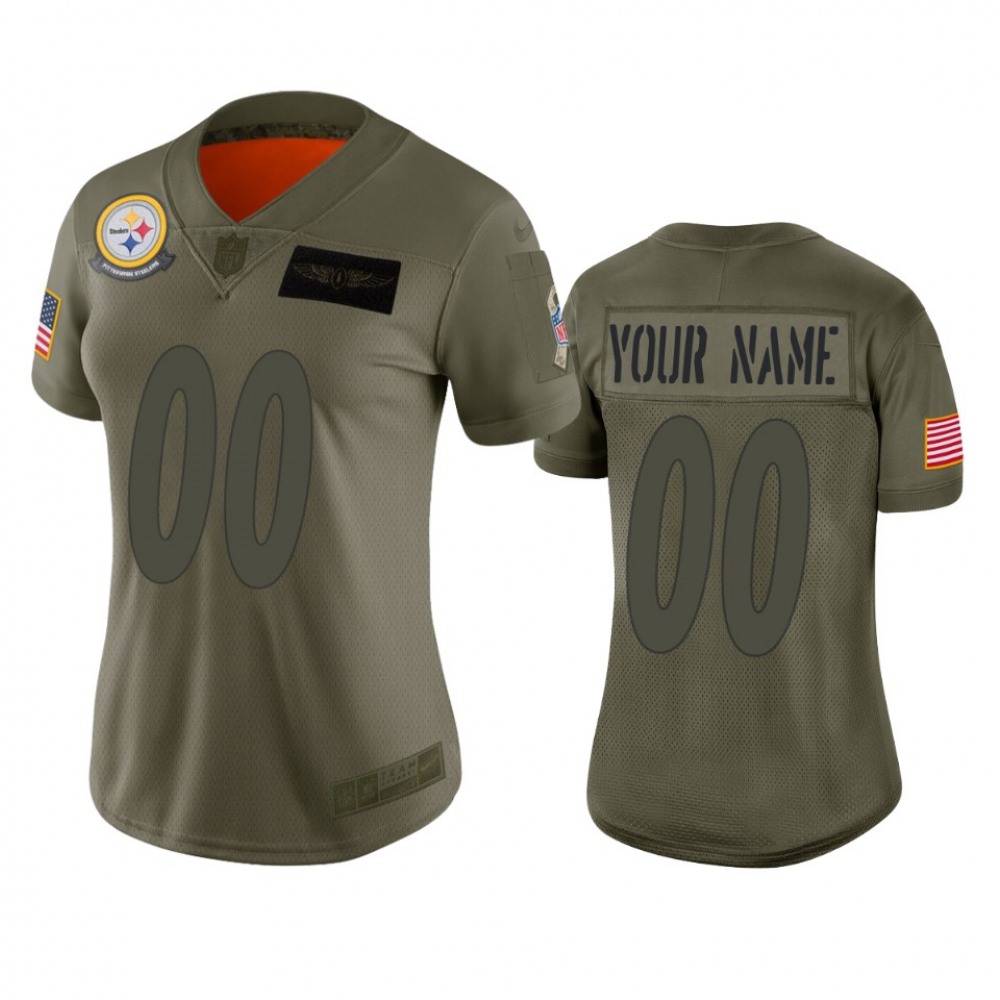 Women's Pittsburgh Steelers Customized 2019 Camo Salute To Service NFL Stitched Limited Jersey(Run Small Women's Pittsburgh Steelers Customized 2019 Camo Salute To Service NFL Stitched Limited Jersey(Run Small