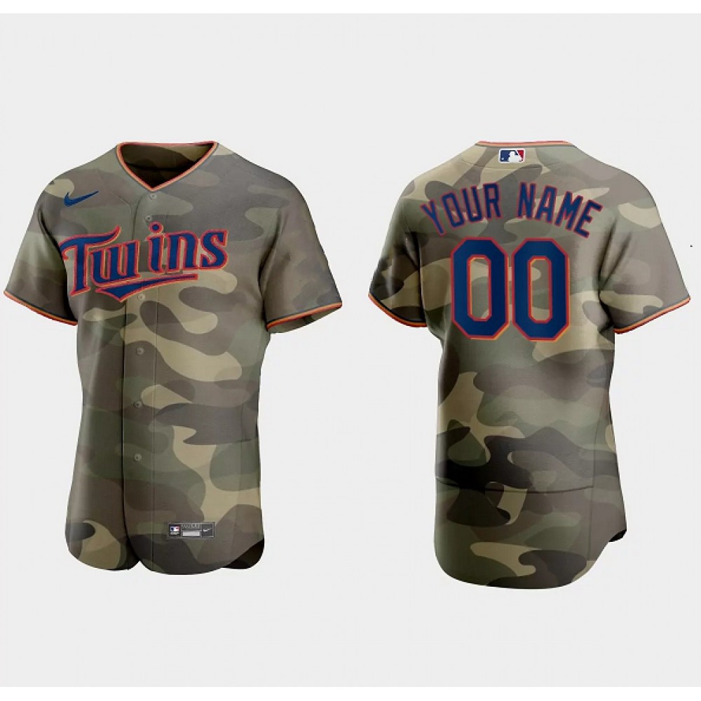 Men's Minnesota Twins Customized Olive Flex Base Stitched Baseball Jersey