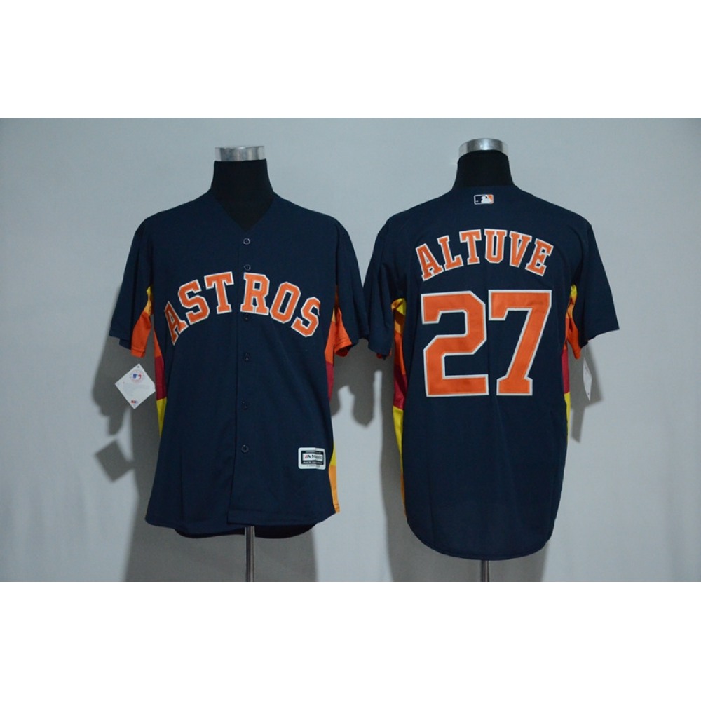 Men's Houston Astros #27 Jose Altuve Majestic Navy Alternate Cool Base Stitched MLB Jersey