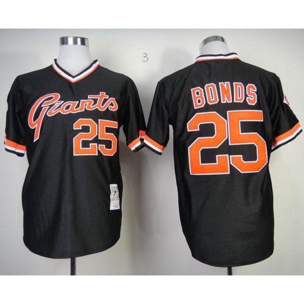 Mitchell And Ness Giants #25 Barry Bonds Black Throwback Stitched MLB Jersey