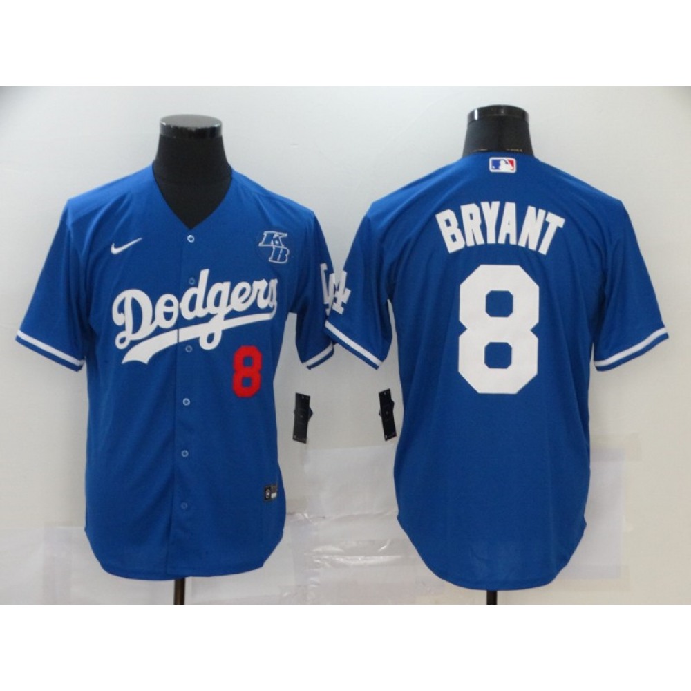 Men's Los Angeles Dodgers #8 Kobe Bryant Blue With KB Patch Cool Base Stitched Jersey Men's Los Angeles Dodgers #8 Kobe Bryant Blue With KB Patch Cool Base Stitched Jersey