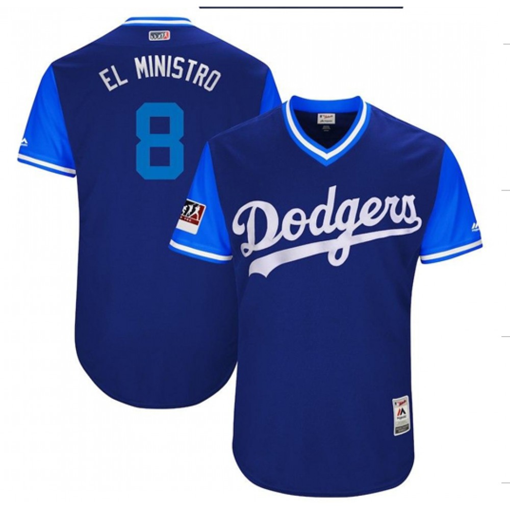 Men's Los Angeles Dodgers #8 Manny Machado "El Ministro" Majestic Royal Players Weekend Authentic Stitched MLB Jersey Men's Los Angeles Dodgers #8 Manny Machado "El Ministro" Majestic Royal Players Weekend Authentic Stitched MLB Jersey