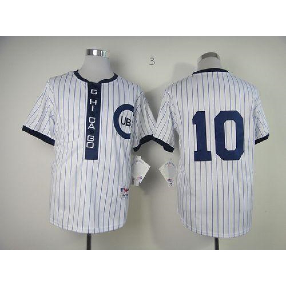 Cubs #10 Ron Santo White 1909 Turn Back The Clock Stitched MLB Jersey