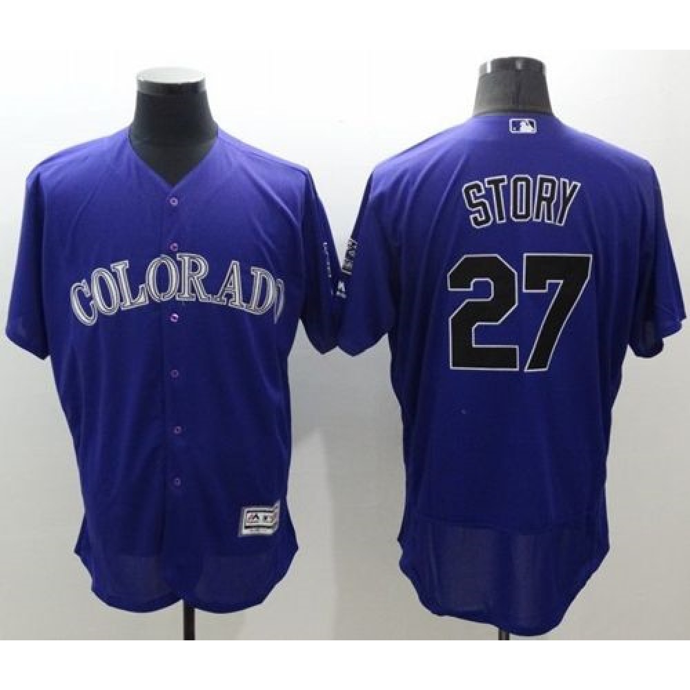 Rockies #27 Trevor Story Purple Flexbase Authentic Collection Stitched MLB Jersey
