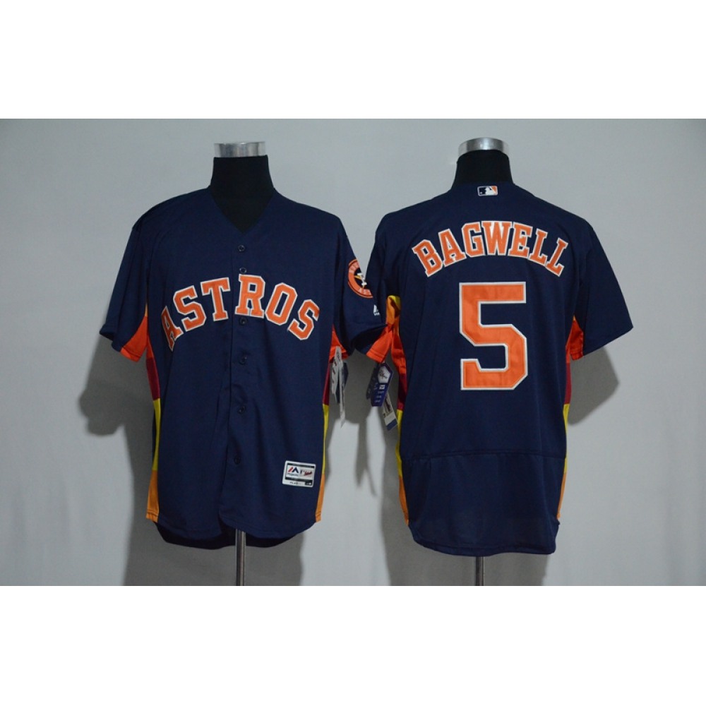 Men's Houston Astros #5 Jeff Bagwell Majestic Alternate Navy Flex Base Authentic Collection Stitched MLB Jersey