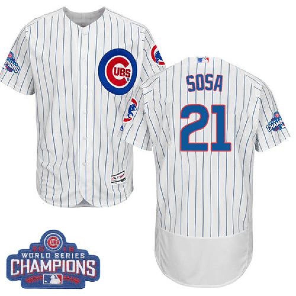 Cubs #21 Sammy Sosa White Flexbase Authentic Collection 2016 World Series Champions Stitched MLB Jersey Cubs #21 Sammy Sosa White Flexbase Authentic Collection 2016 World Series Champions Stitched MLB Jersey