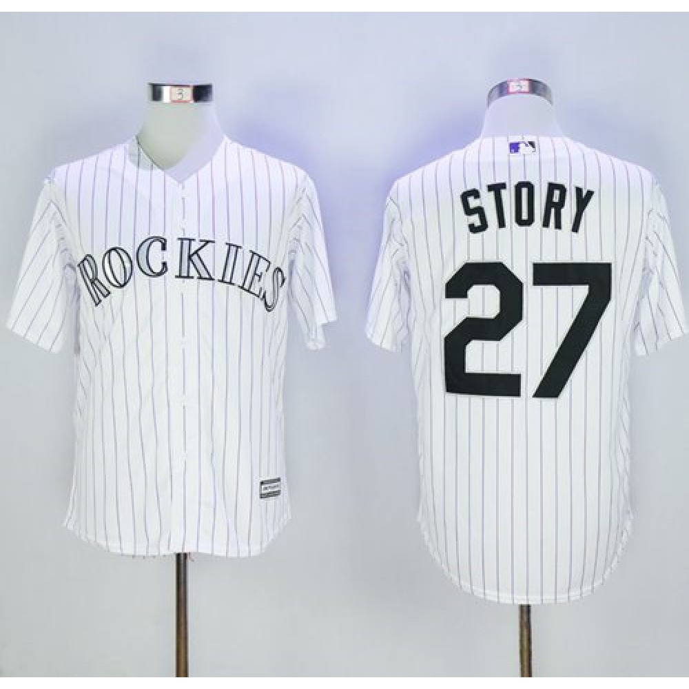 Rockies #27 Trevor Story White Strip New Cool Base Stitched MLB Jersey Rockies #27 Trevor Story White Strip New Cool Base Stitched MLB Jersey