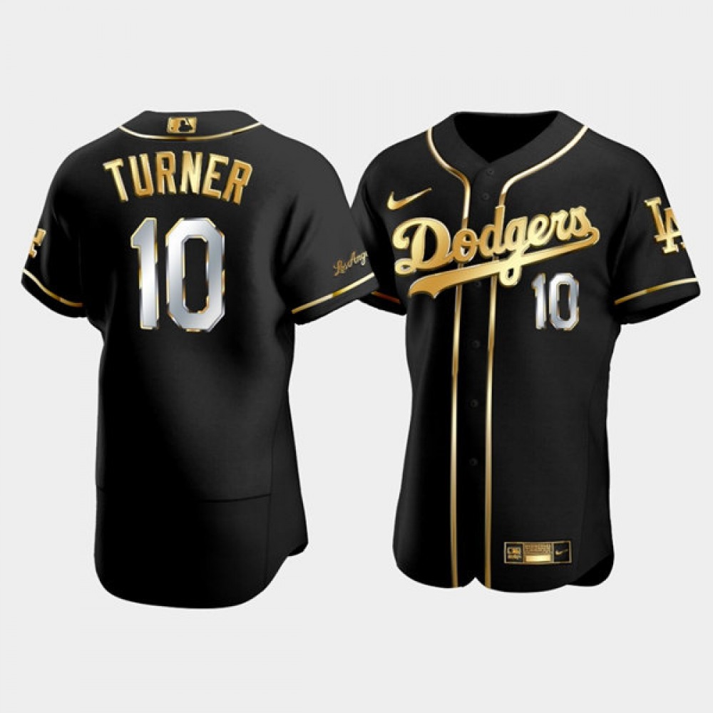 Men's Los Angeles Dodgers #10 Justin Turner Black/Gold Flex Base Stitched Baseball Jersey Men's Los Angeles Dodgers #10 Justin Turner Black/Gold Flex Base Stitched Baseball Jersey