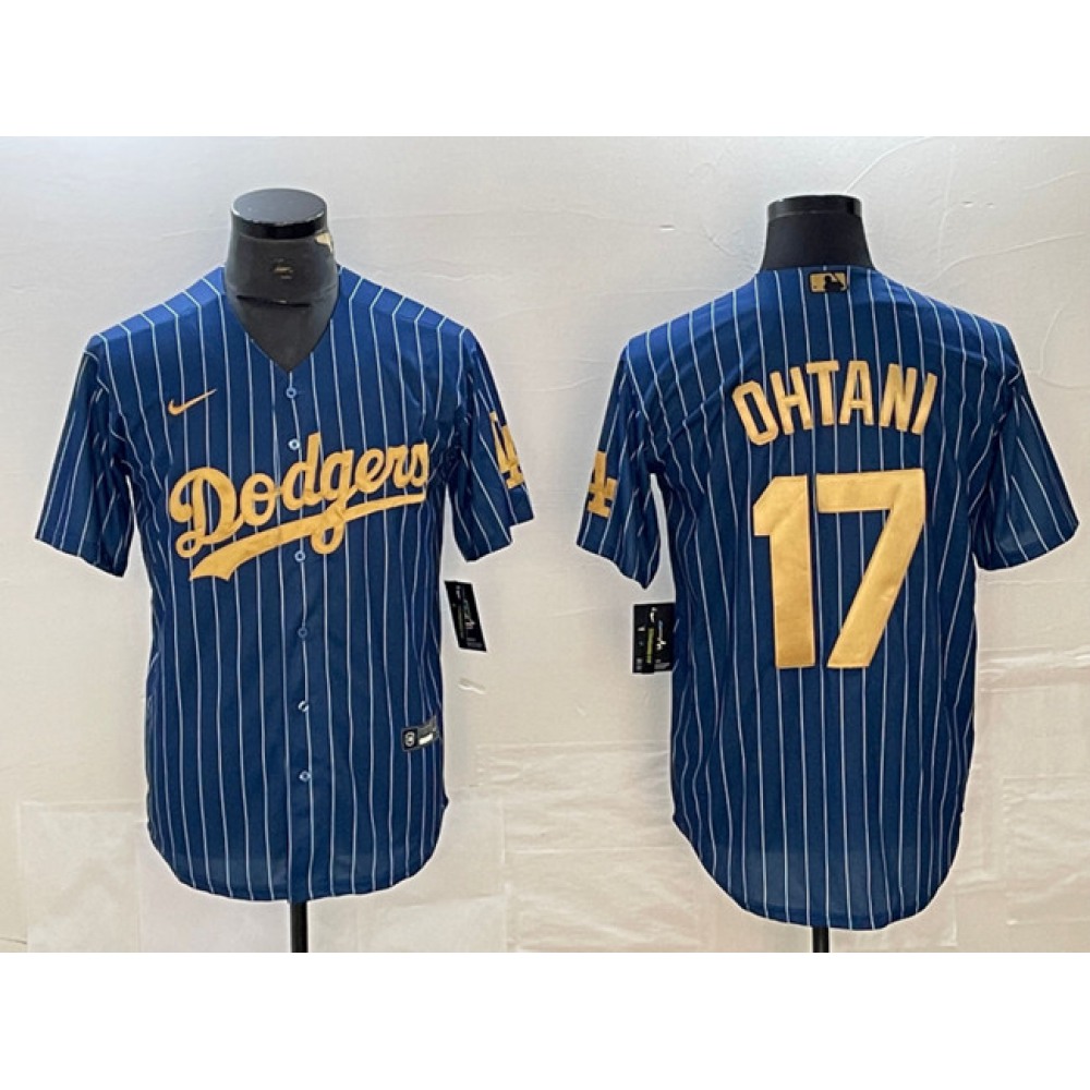 Men's Los Angeles Dodgers #17 Shohei Ohtani Navy Gold Cool Base Stitched Jersey Men's Los Angeles Dodgers #17 Shohei Ohtani Navy Gold Cool Base Stitched Jersey