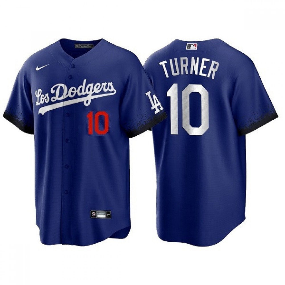 Men's Los Angeles Dodgers #10 Justin Turner 2021 Royal City Connect Cool Base Stitched Baseball Jersey Men's Los Angeles Dodgers #10 Justin Turner 2021 Royal City Connect Cool Base Stitched Baseball Jersey