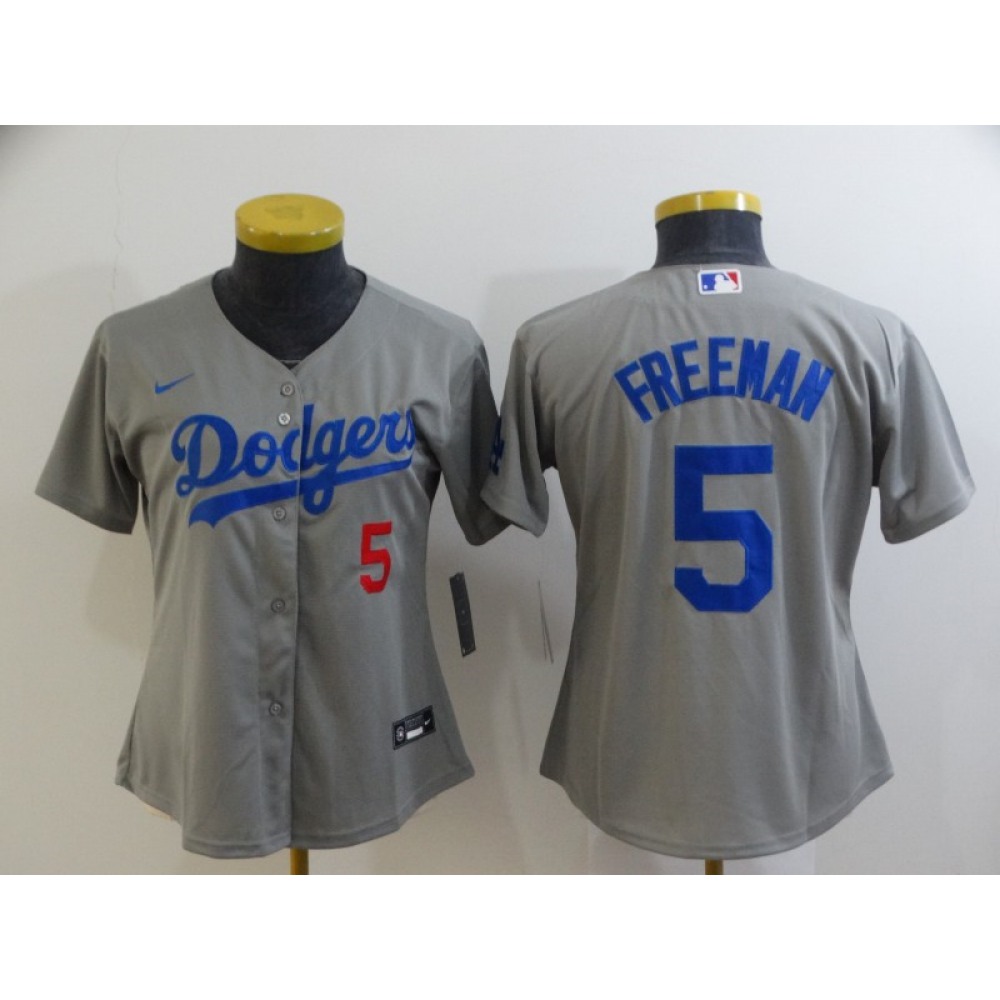 Women's Los Angeles Dodgers #5 Freddie Freeman Grey Cool Base Stitched Baseball Jersey(Run Small) Women's Los Angeles Dodgers #5 Freddie Freeman Grey Cool Base Stitched Baseball Jersey(Run Small)