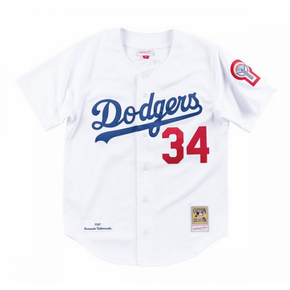 Men's Los Angeles Dodgers #34 Fernando Valenzuela White Stitched Baseball Jersey Men's Los Angeles Dodgers #34 Fernando Valenzuela White Stitched Baseball Jersey