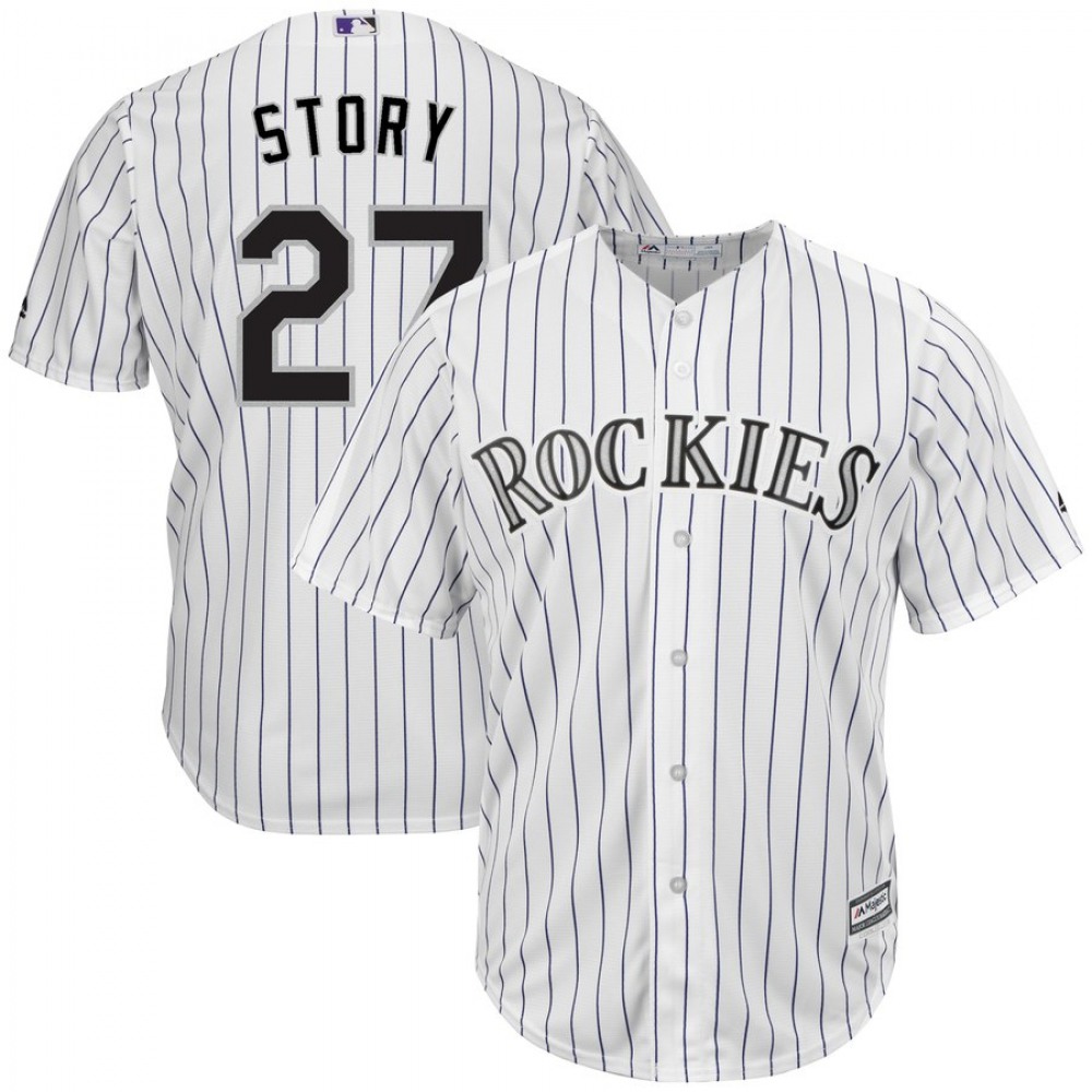Men's Colorado Rockies #27 Trevor Story White Cool Base Stitched MLB Jersey Men's Colorado Rockies #27 Trevor Story White Cool Base Stitched MLB Jersey
