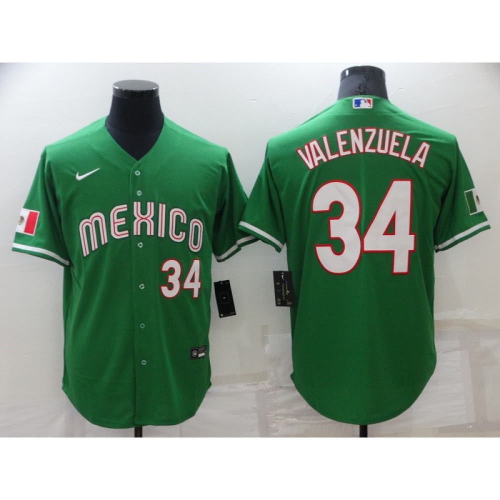 Men's Los Angeles Dodgers #34 Toro Valenzuela Green Mexico Stitched Baseball Jersey Men's Los Angeles Dodgers #34 Toro Valenzuela Green Mexico Stitched Baseball Jersey