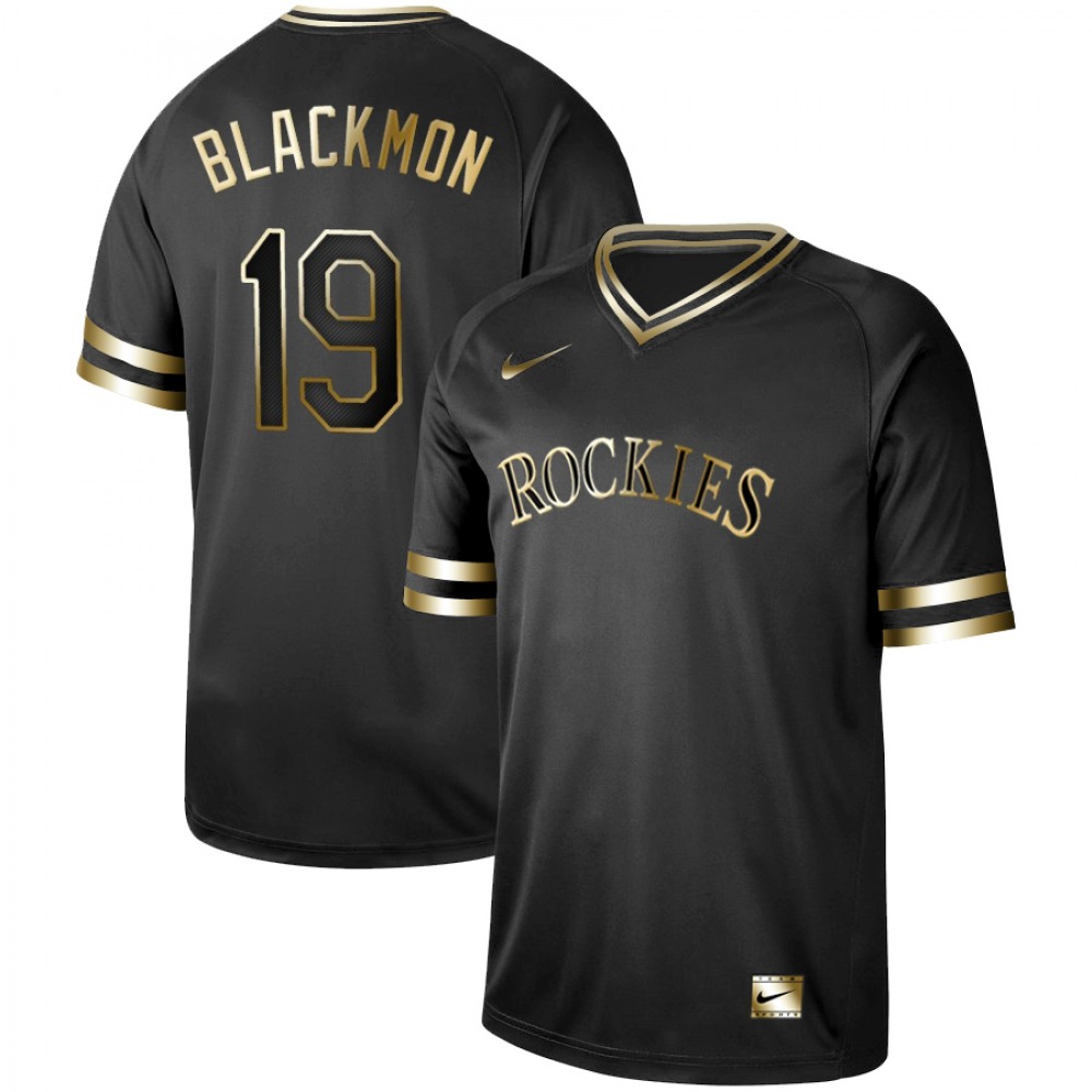 Men's Colorado Rockies #19 Charlie Blackmon Black Gold Stitched MLB Jersey Men's Colorado Rockies #19 Charlie Blackmon Black Gold Stitched MLB Jersey