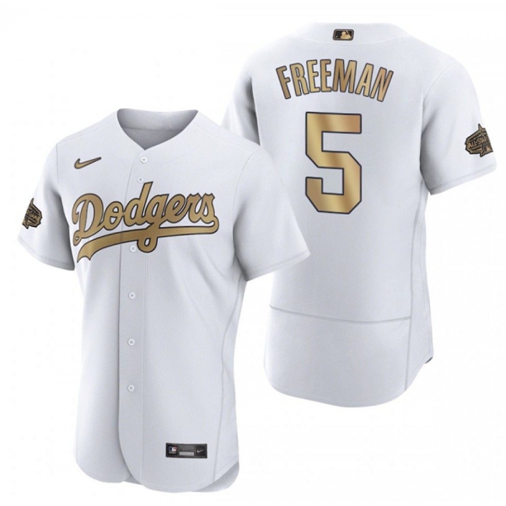 Men's Los Angeles Dodgers #5 Freddie Freeman 2022 All-Star White Flex Base Stitched Baseball Jersey Men's Los Angeles Dodgers #5 Freddie Freeman 2022 All-Star White Flex Base Stitched Baseball Jersey