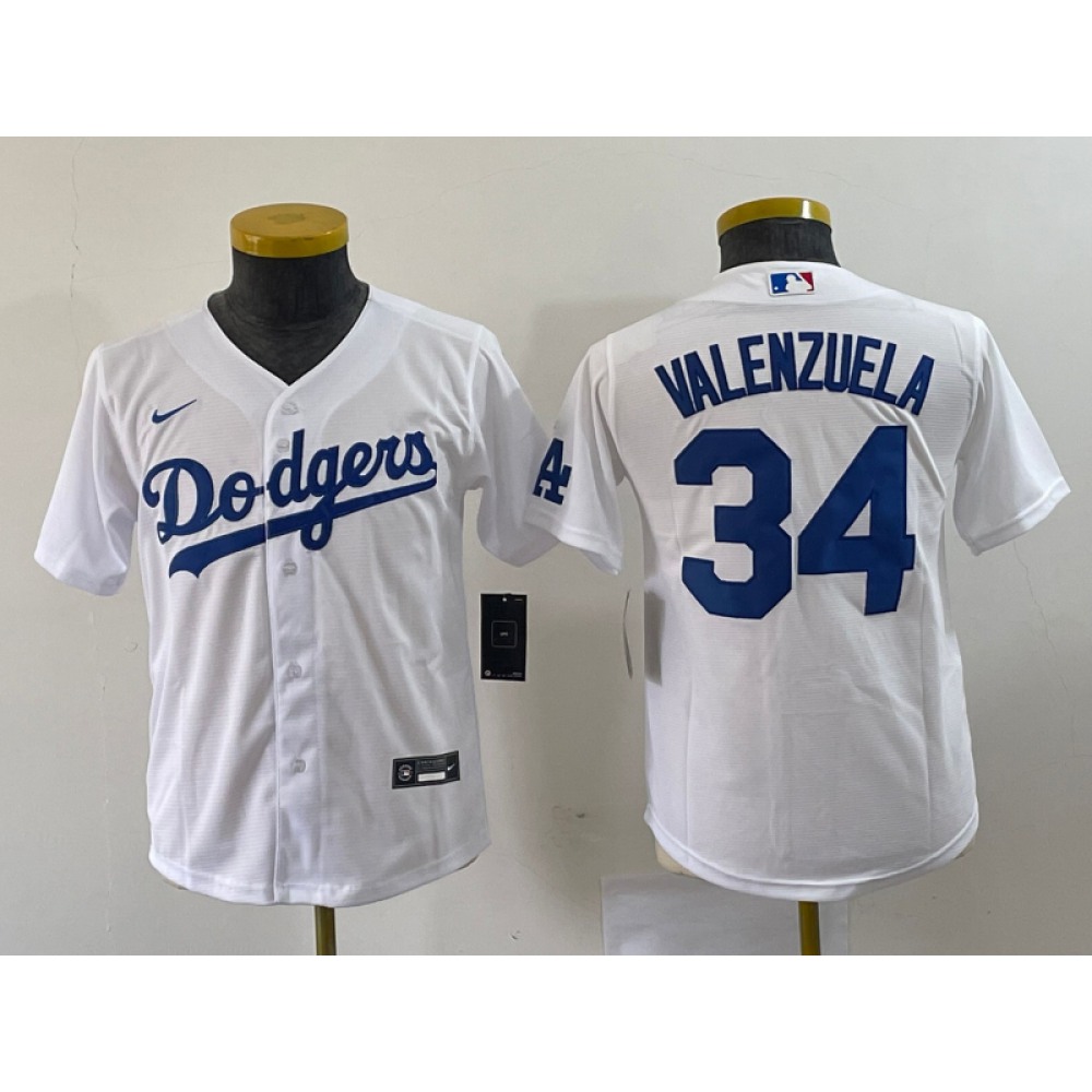 Youth Los Angeles Dodgers #34 Toro Valenzuela White Stitched Baseball Jersey Youth Los Angeles Dodgers #34 Toro Valenzuela White Stitched Baseball Jersey