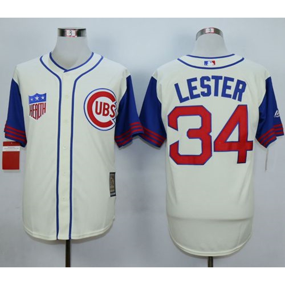 Cubs #34 Jon Lester Cream 1942 Turn Back The Clock Stitched MLB Jersey Cubs #34 Jon Lester Cream 1942 Turn Back The Clock Stitched MLB Jersey