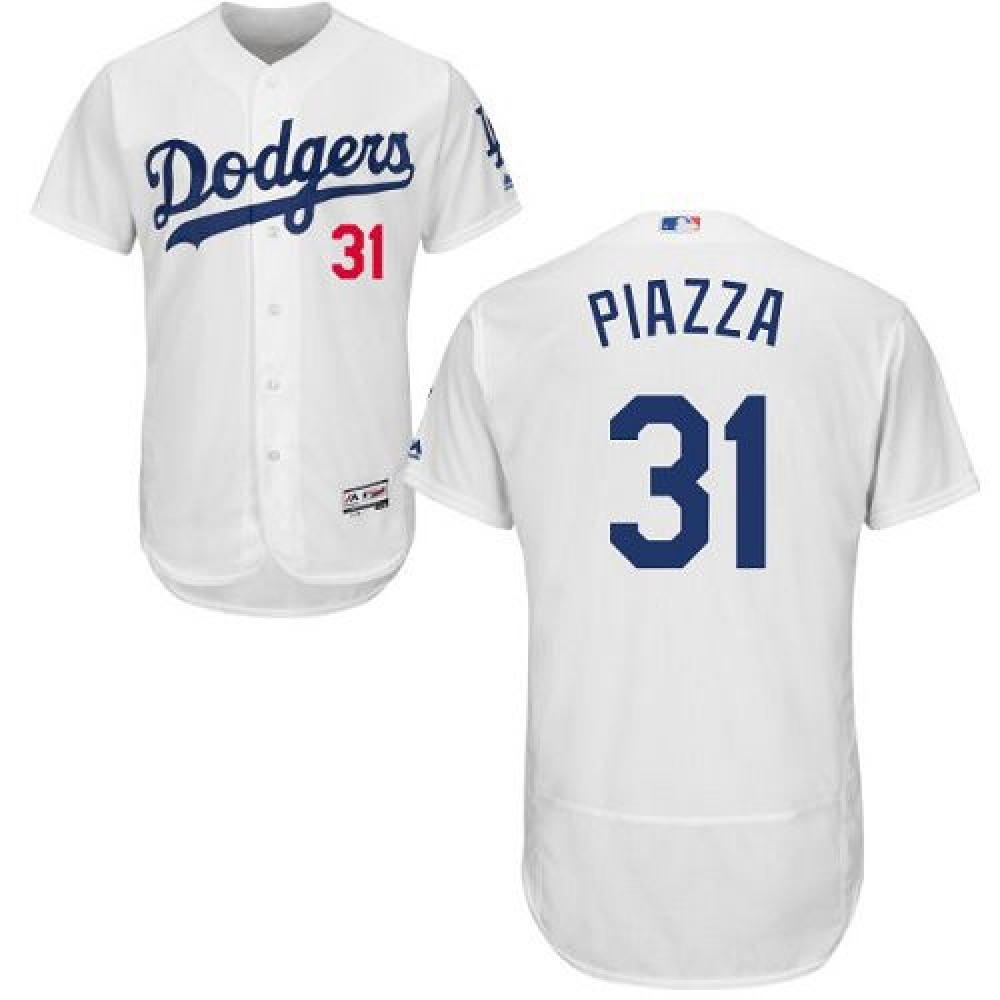 Dodgers #31 Mike Piazza White Flexbase Authentic Collection Stitched MLB Jersey Dodgers #31 Mike Piazza White Flexbase Authentic Collection Stitched MLB Jersey