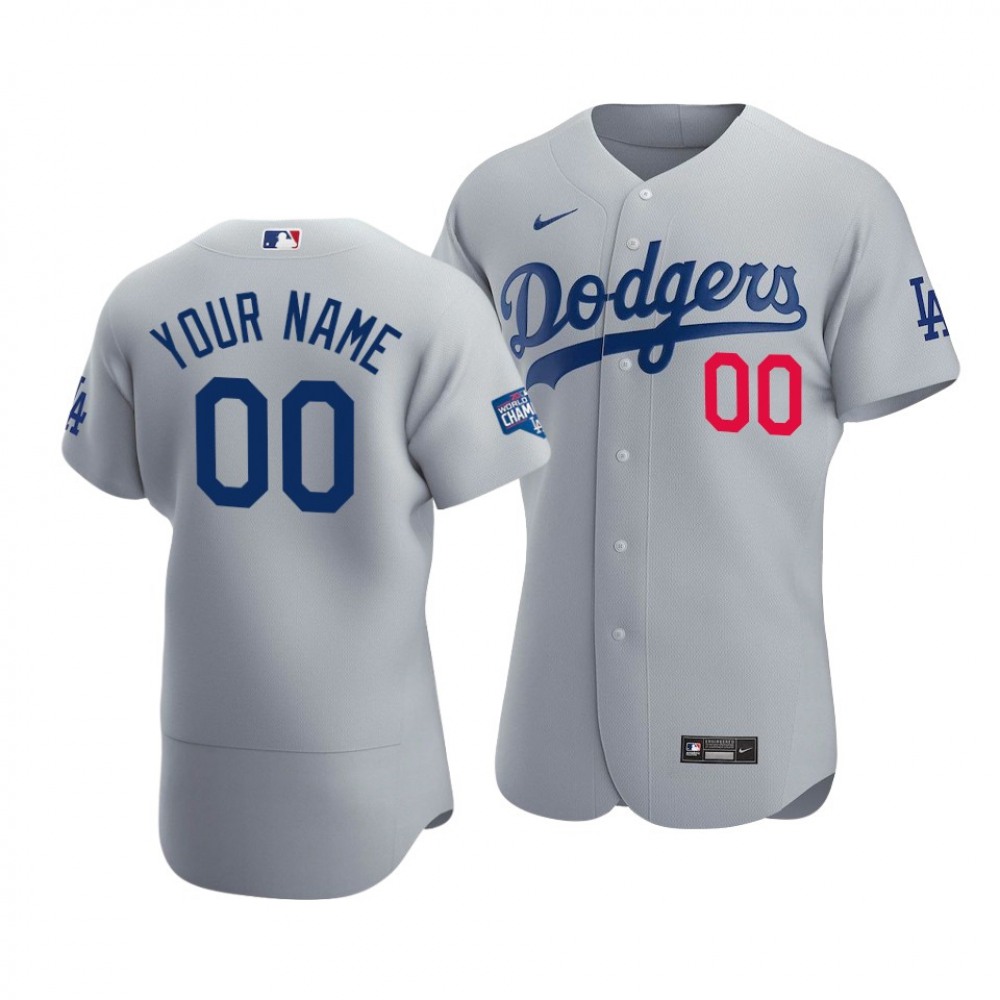 Men's Los Angeles Dodgers ACTIVE Player Grey 2020 World Series Champions Home Patch Flex Base Stitched Jersey Men's Los Angeles Dodgers ACTIVE Player Grey 2020 World Series Champions Home Patch Flex Base Stitched Jersey