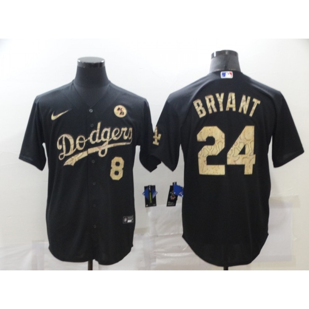 Men's Los Angeles Dodgers Front #8 Back #24 Kobe Bryant With KB Patch Black Cool Base Stitched Jersey Men's Los Angeles Dodgers Front #8 Back #24 Kobe Bryant With KB Patch Black Cool Base Stitched Jersey