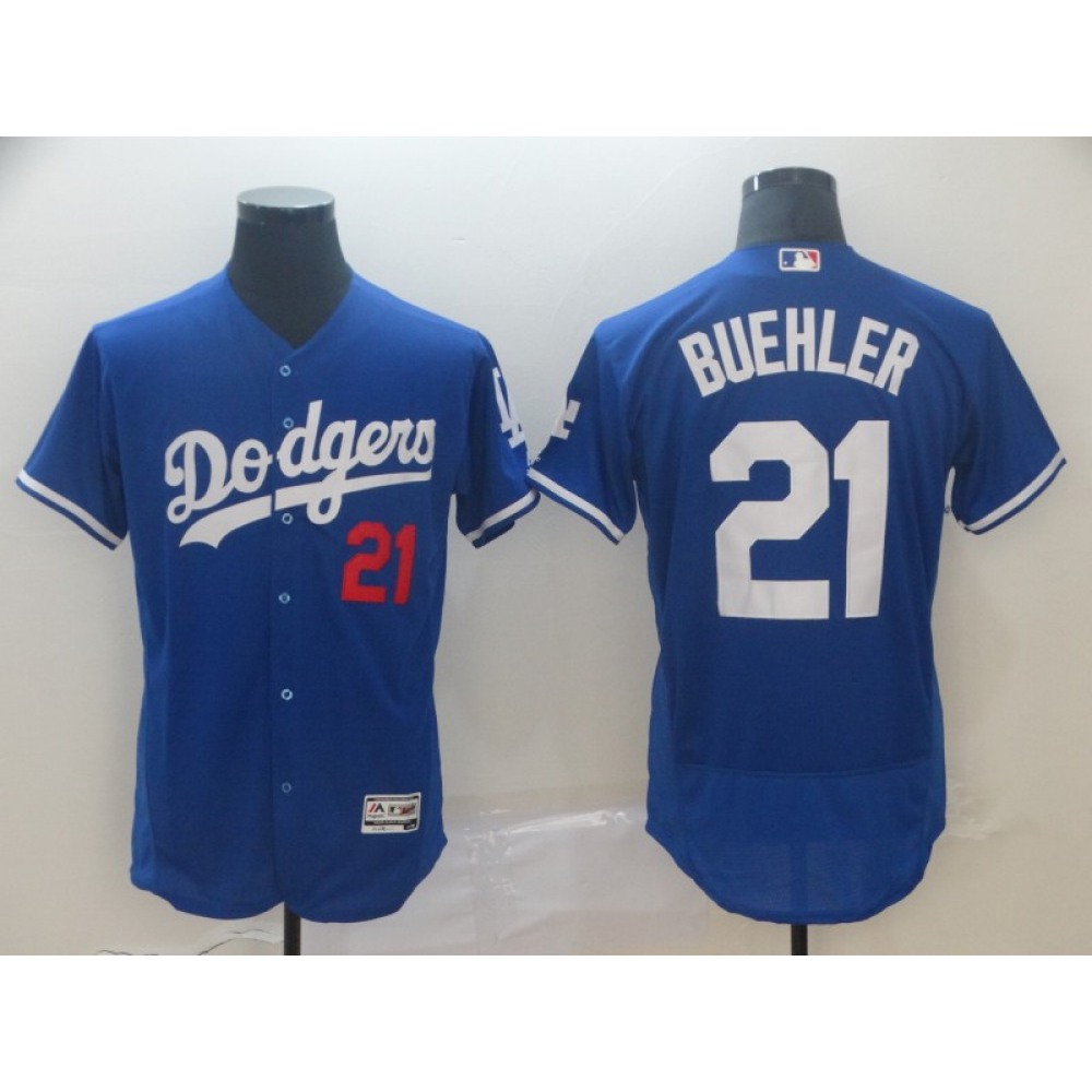 Men's Los Angeles Dodgers #21 Walker Buehler Majestic Royal 2019 Spring Training Flex Base Stitched MLB Jersey
