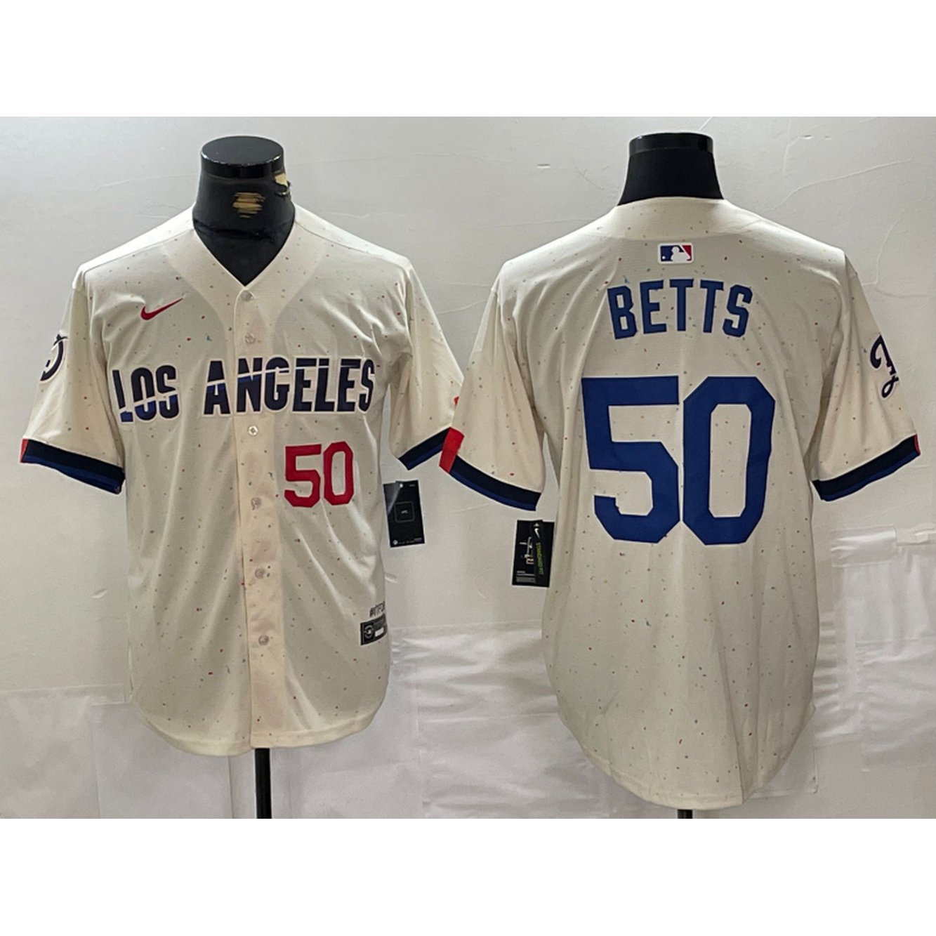 Men's Los Angeles Dodgers #50 Mookie Betts Cream Stitched Baseball Jersey Men's Los Angeles Dodgers #50 Mookie Betts Cream Stitched Baseball Jersey