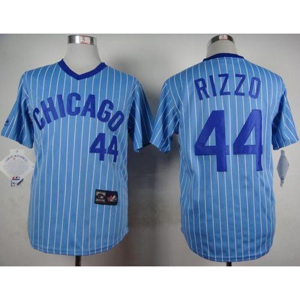 Cubs #44 Anthony Rizzo Blue(White Strip) Cooperstown Throwback Stitched MLB Jersey Cubs #44 Anthony Rizzo Blue(White Strip) Cooperstown Throwback Stitched MLB Jersey
