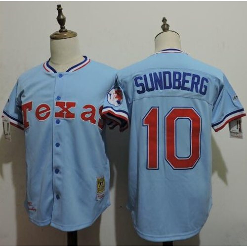 Mitchell And Ness Rangers #10 Jim Sundberg Light Blue Throwback Stitched MLB Jersey