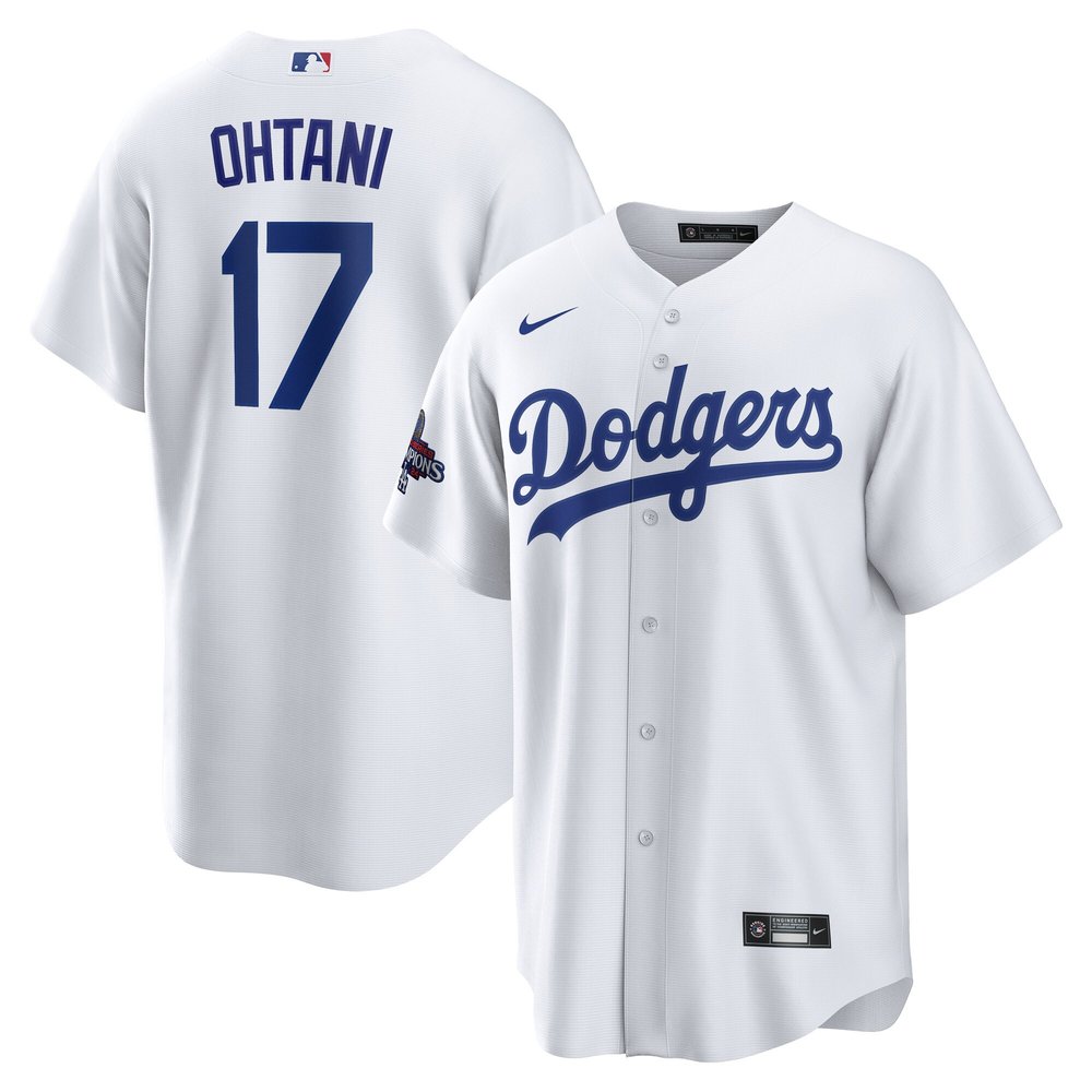 Men's Los Angeles Dodgers Shohei Ohtani Nike White 2024 World Series Champions Home Replica Player Jersey Men's Los Angeles Dodgers Shohei Ohtani Nike White 2024 World Series Champions Home Replica Player Jersey