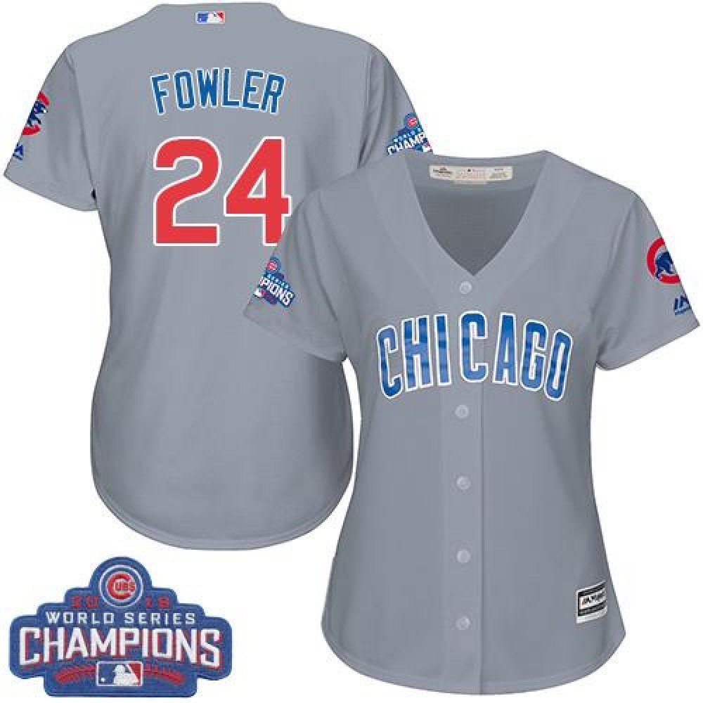 Cubs #24 Dexter Fowler Grey Road 2016 World Series Champions Women's Stitched MLB Jersey Cubs #24 Dexter Fowler Grey Road 2016 World Series Champions Women's Stitched MLB Jersey