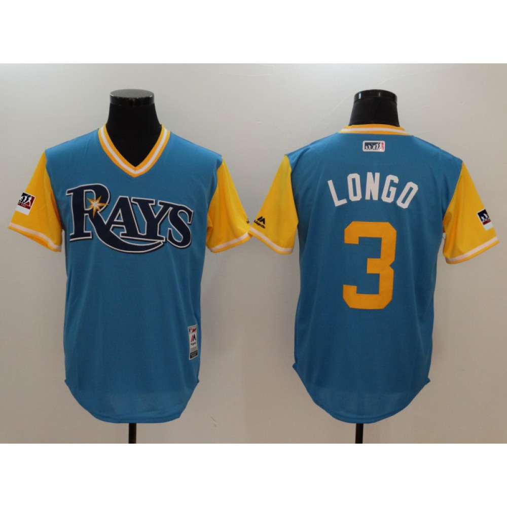 Men's Tampa Bay Rays #3 Evan Longoria "Longo" Majestic Royal/Light Yellow 2018 Players' Weekend Team Stitched MLB Jersey