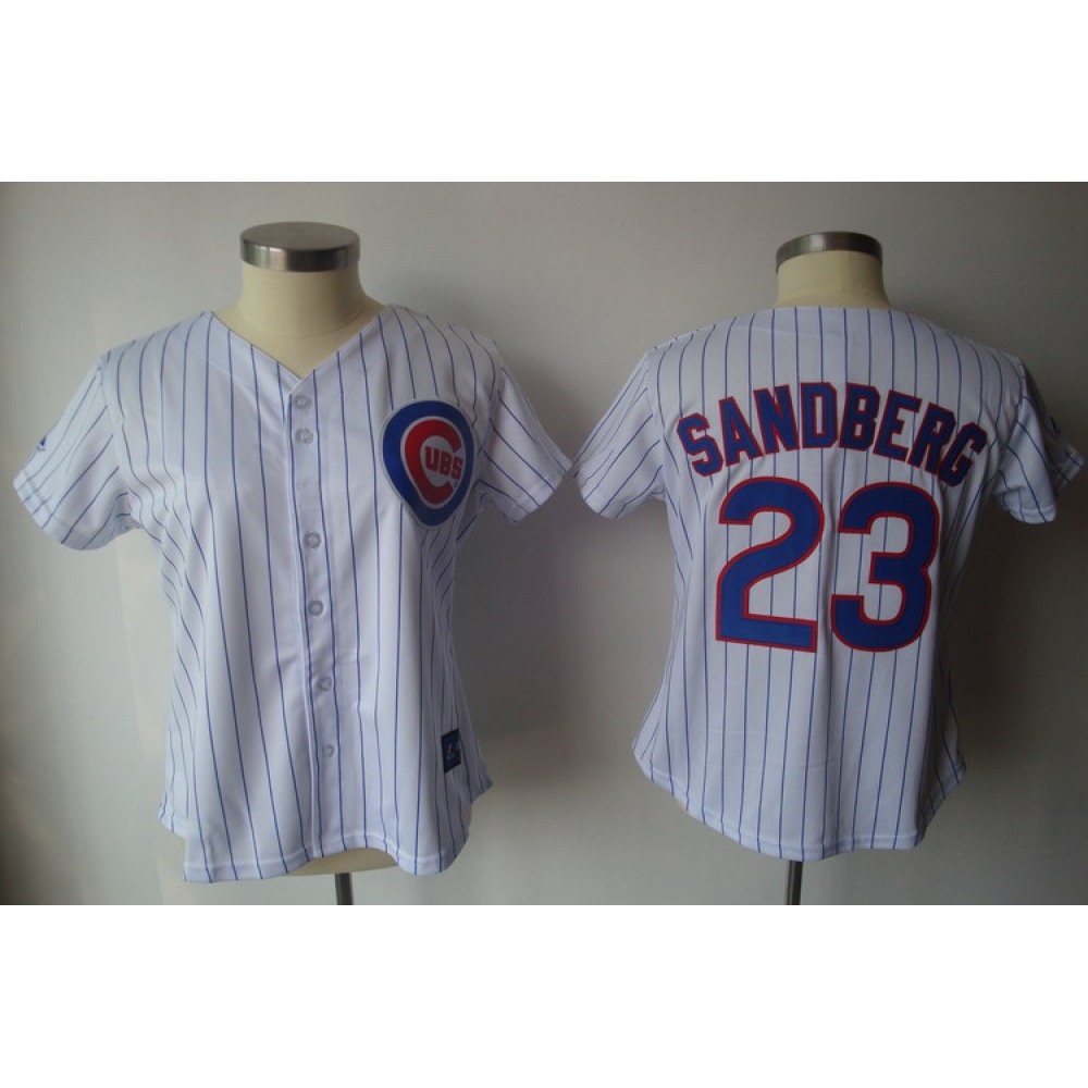 Cubs #23 Ryne Sandberg White Blue Strip Women's Fashion Stitched MLB Jersey Cubs #23 Ryne Sandberg White Blue Strip Women's Fashion Stitched MLB Jersey