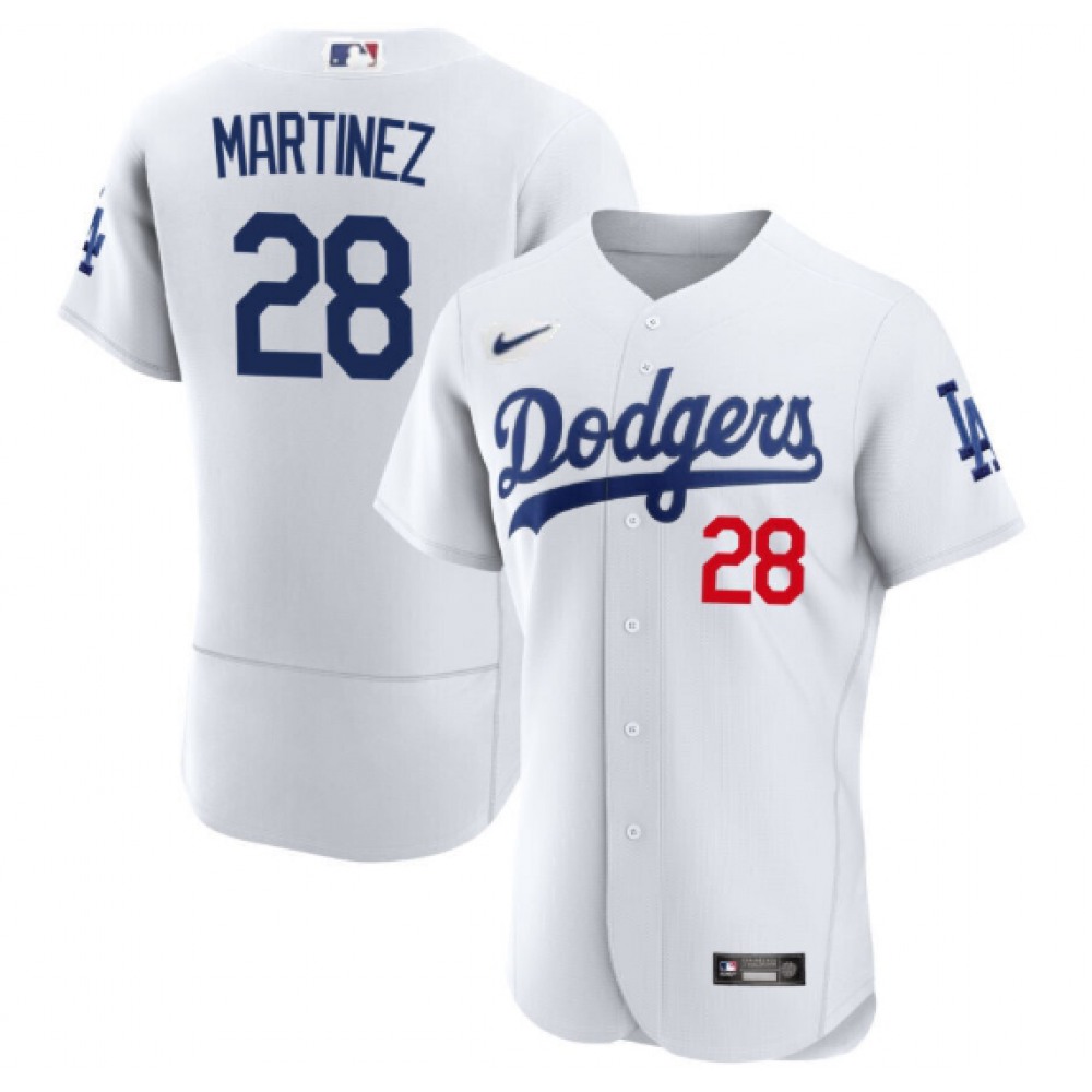 Men's Los Angeles Dodgers #28 J.D. Martinez White Flex Base Stitched Baseball Jersey Men's Los Angeles Dodgers #28 J.D. Martinez White Flex Base Stitched Baseball Jersey