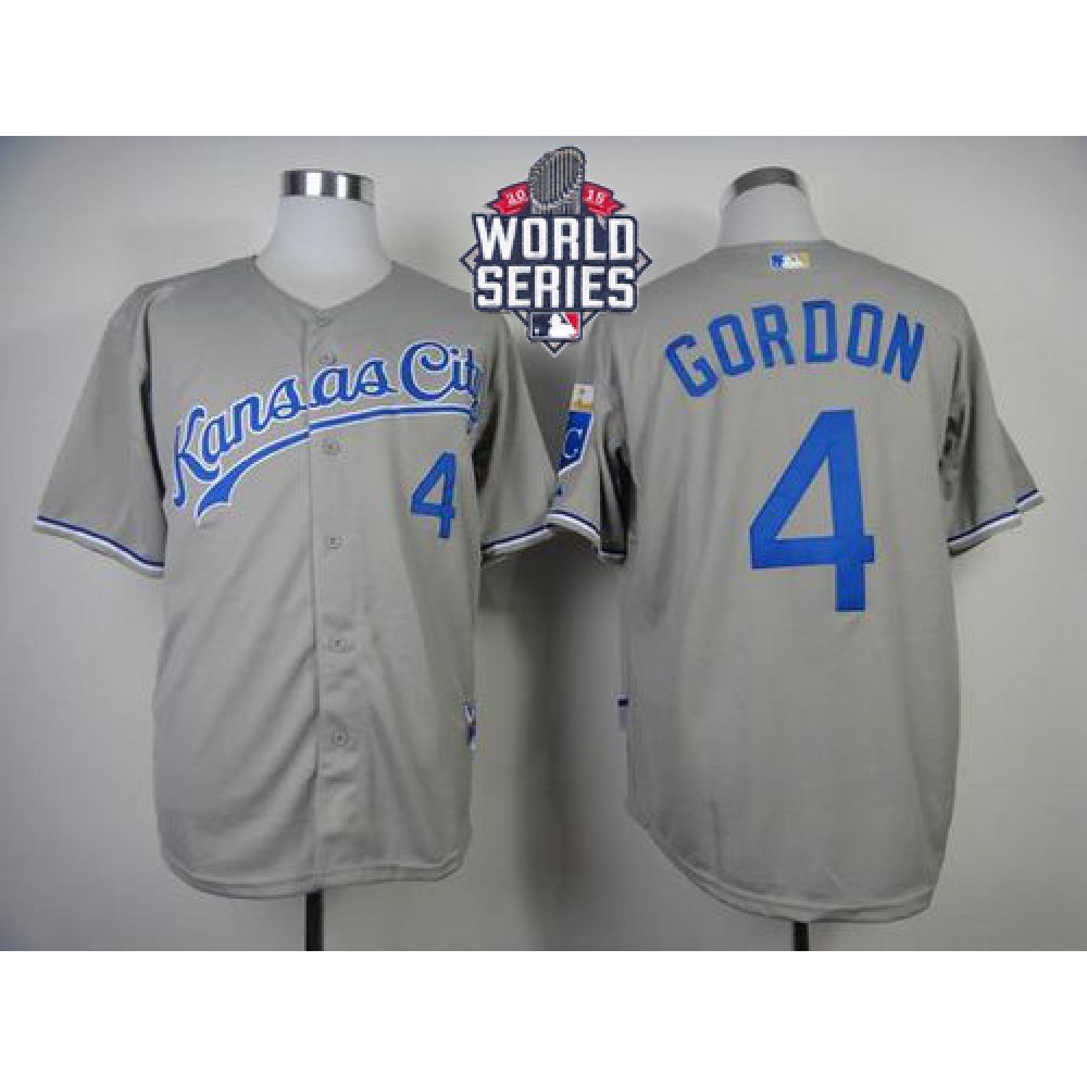 Royals #4 Alex Gordon Grey Cool Base W/2015 World Series Patch Stitched MLB Jersey Royals #4 Alex Gordon Grey Cool Base W/2015 World Series Patch Stitched MLB Jersey