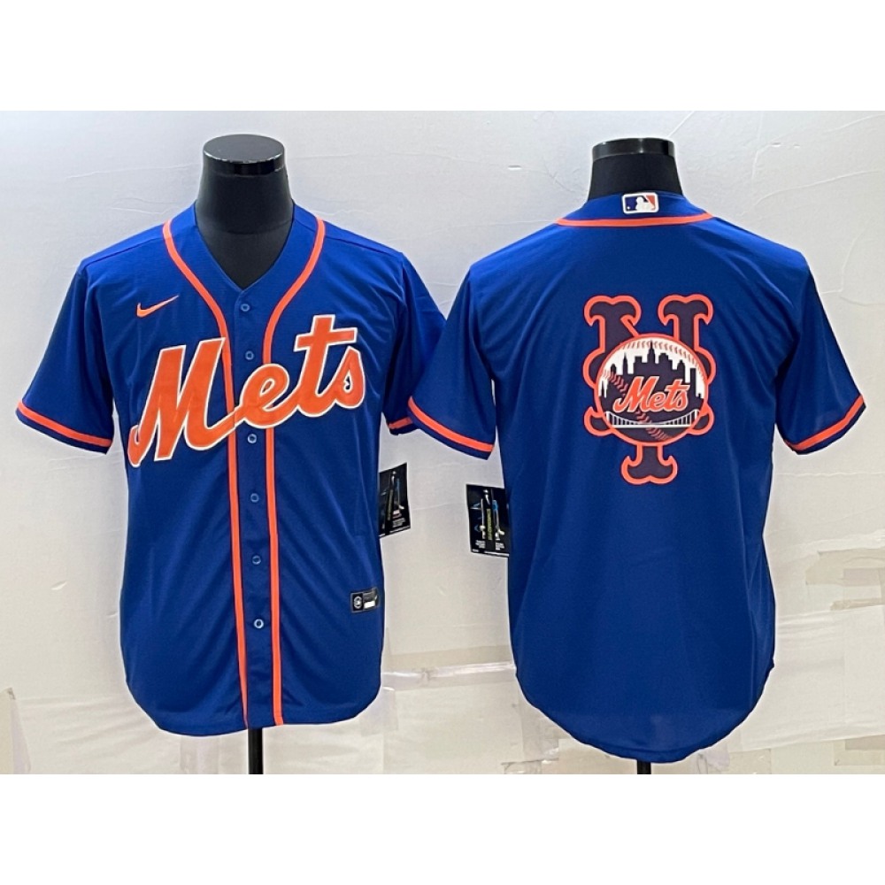 Men's New York Mets Royal Team Big Logo Cool Base Stitched Baseball Jersey Men's New York Mets Royal Team Big Logo Cool Base Stitched Baseball Jersey