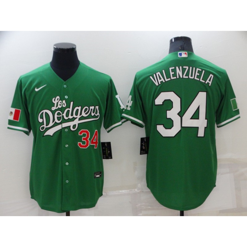 Men's Los Angeles Dodgers #34 Toro Valenzuela Green Stitched Baseball Jersey Men's Los Angeles Dodgers #34 Toro Valenzuela Green Stitched Baseball Jersey