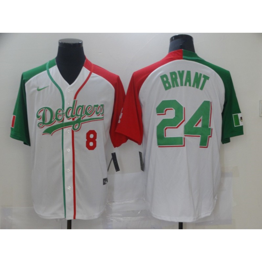 Men's Los Angeles Dodgers Front #8 Back #24 Kobe Bryant White Green Stitched Jersey Men's Los Angeles Dodgers Front #8 Back #24 Kobe Bryant White Green Stitched Jersey