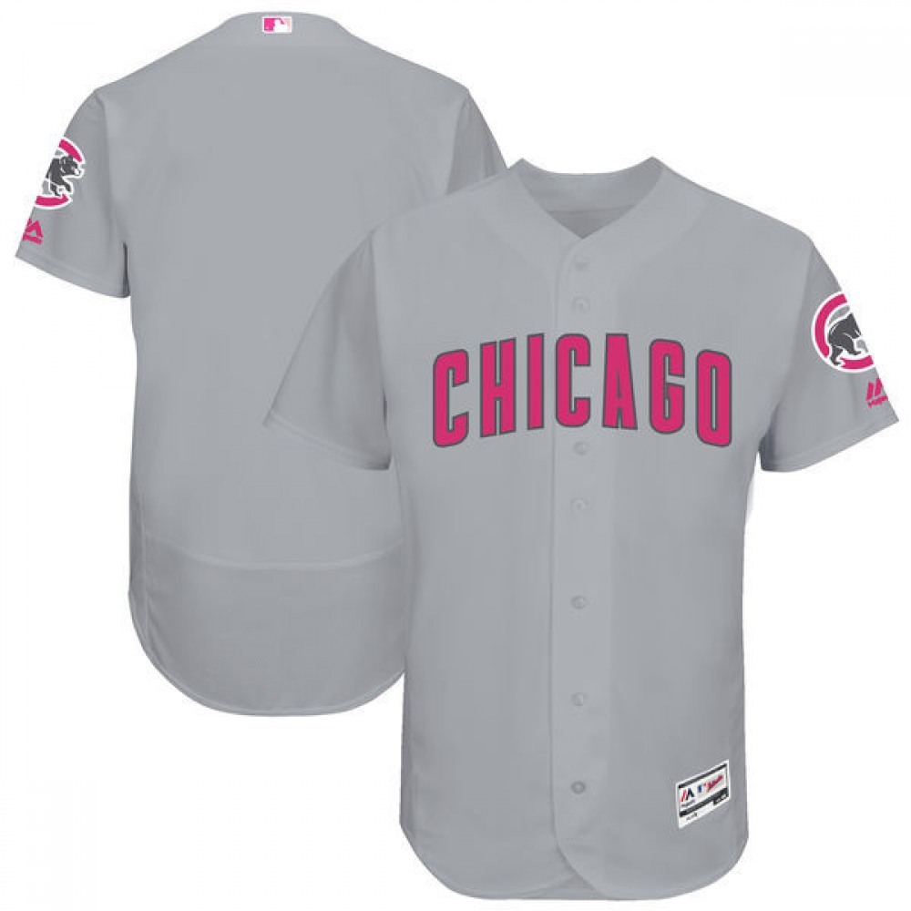 Men's Chicago Cubs Majestic Gray Mother's Day Cool Base Team Stitched MLB Jersey Men's Chicago Cubs Majestic Gray Mother's Day Cool Base Team Stitched MLB Jersey