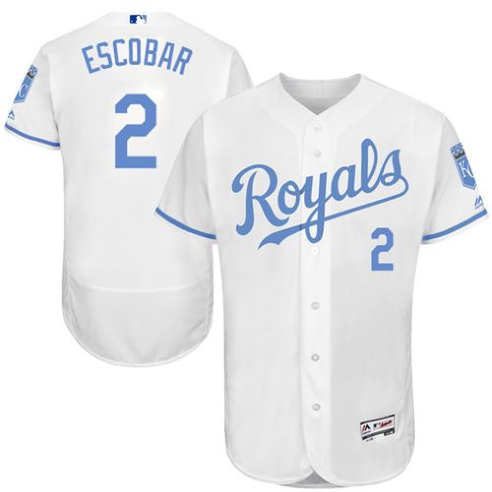Royals #2 Alcides Escobar White Flexbase Authentic Collection 2016 Father's Day Stitched MLB Jersey Royals #2 Alcides Escobar White Flexbase Authentic Collection 2016 Father's Day Stitched MLB Jersey