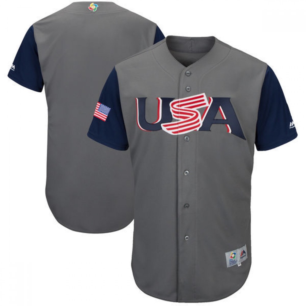 Men's USA Baseball Majestic Gray 2017 World Baseball Classic Team Stitched WBC Jersey Men's USA Baseball Majestic Gray 2017 World Baseball Classic Team Stitched WBC Jersey