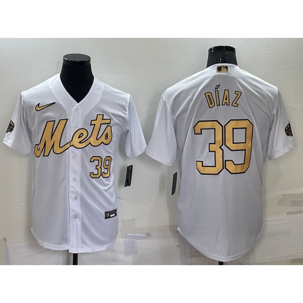 Men's New York Mets #39 Edwin Diaz 2022 All-Star White Cool Base Stitched Baseball Jersey