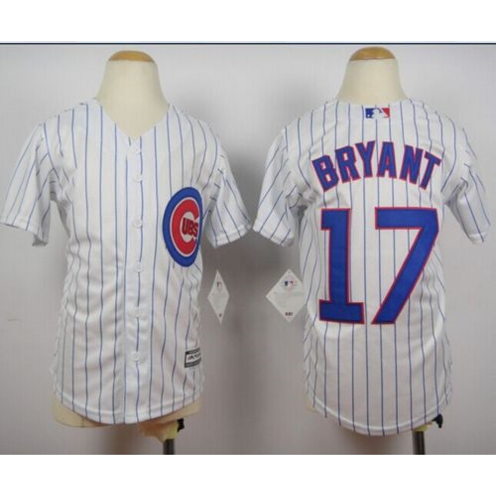 Cubs #17 Kris Bryant White(Blue Strip) Cool Base Stitched Youth MLB Jersey Cubs #17 Kris Bryant White(Blue Strip) Cool Base Stitched Youth MLB Jersey