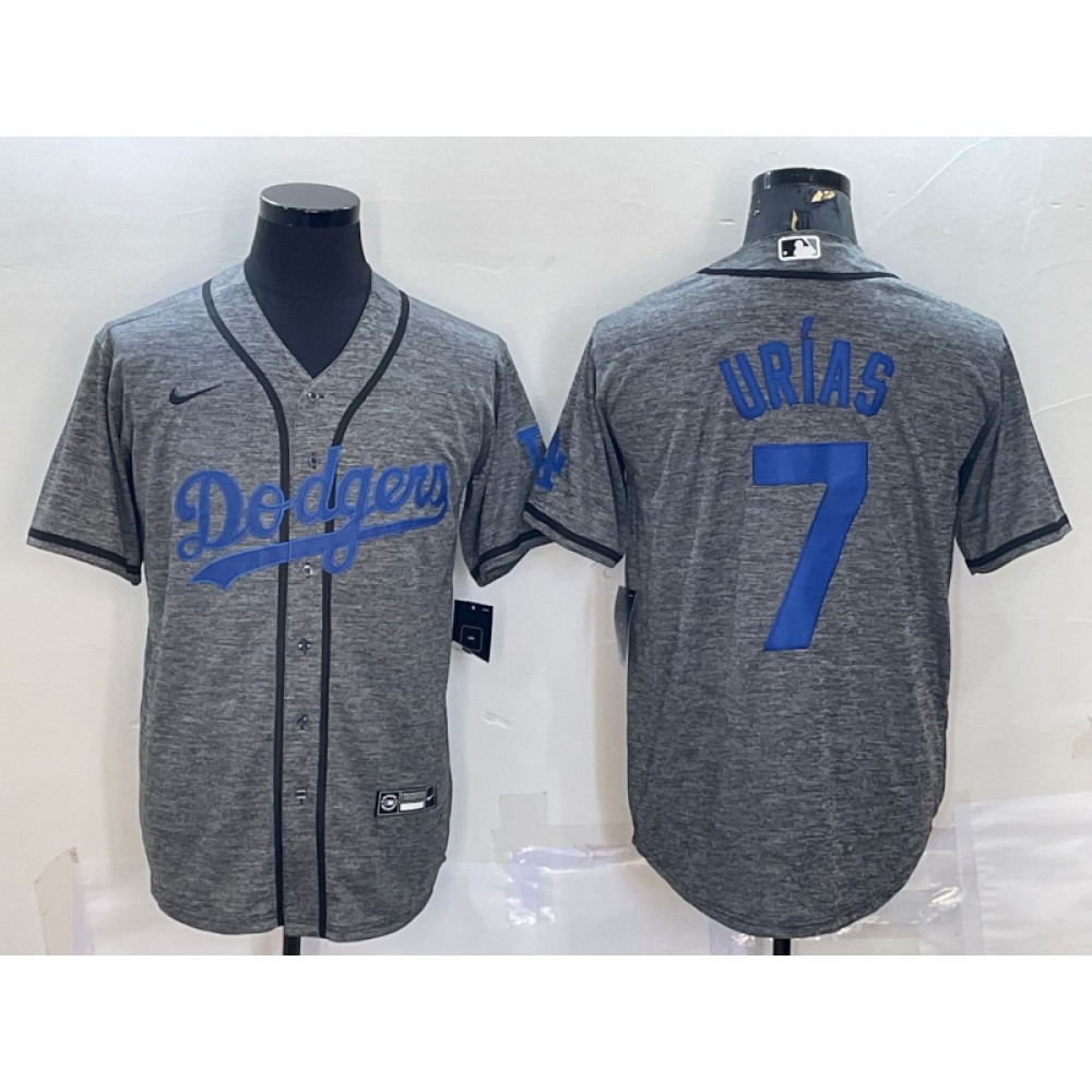 Men's Los Angeles Dodgers #7 Julio Urias Grey Cool Base Stitched Jersey Men's Los Angeles Dodgers #7 Julio Urias Grey Cool Base Stitched Jersey