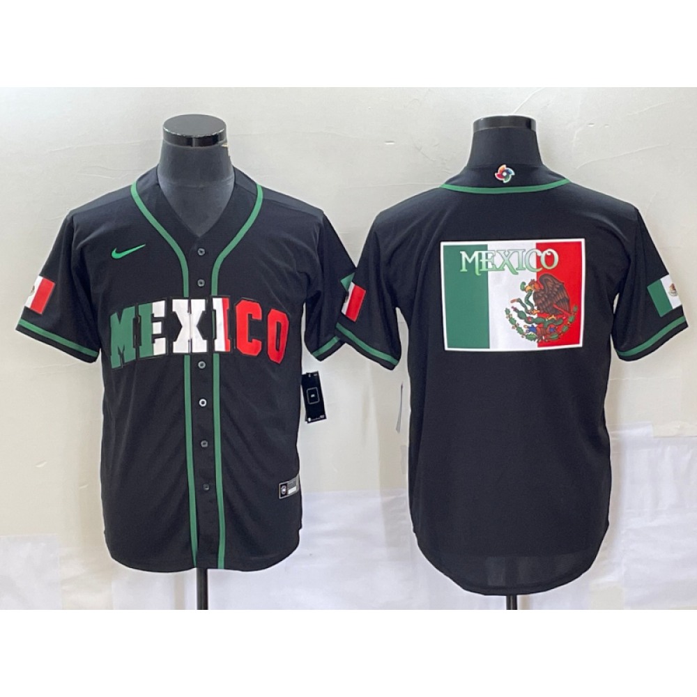 Men's Mexico Baseball 2023 Black World Baseball Classic Team Big Logo Stitched Jersey