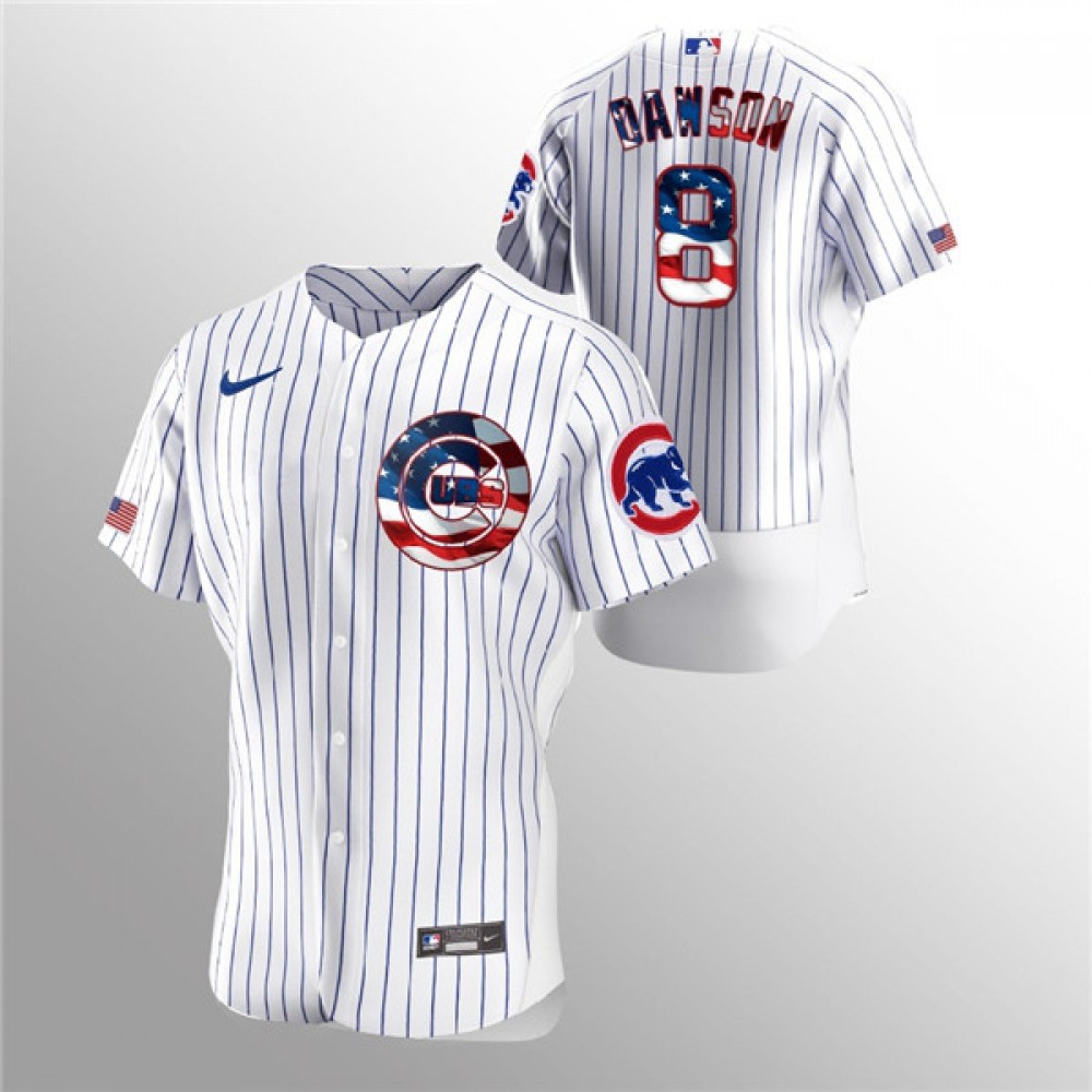 Men's Chicago Cubs #8 Andre Dawson White 2020 Stars & Stripes Flex Base Stitched Jersey Men's Chicago Cubs #8 Andre Dawson White 2020 Stars & Stripes Flex Base Stitched Jersey