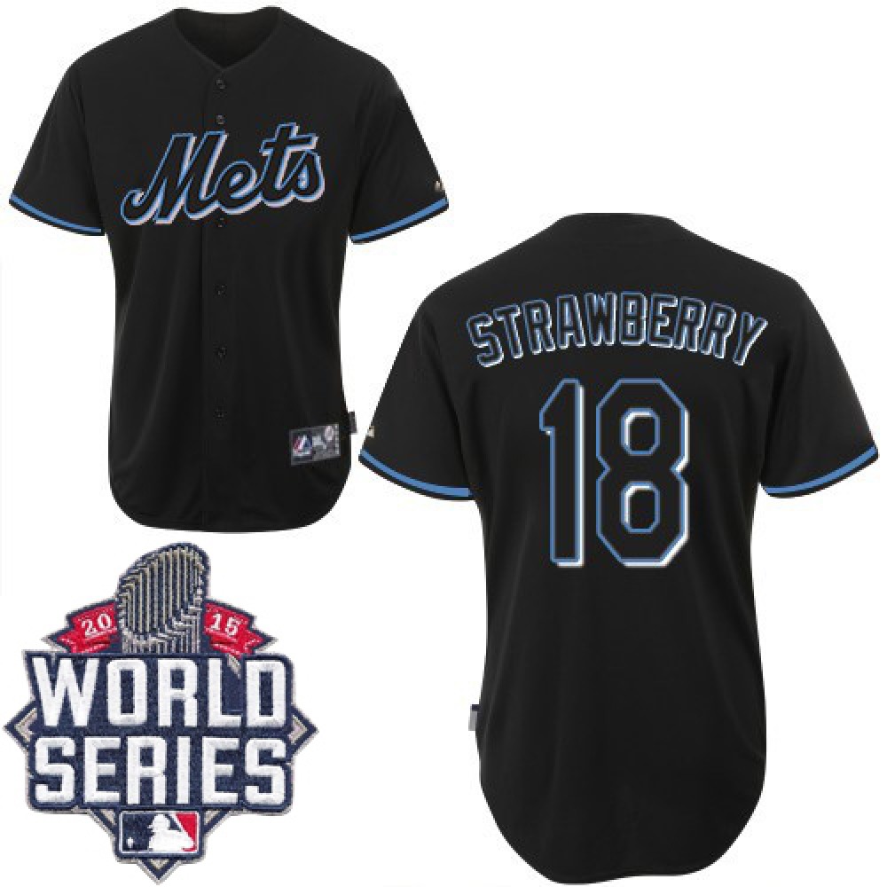 Mets #18 Darryl Strawberry Black Fashion W/2015 World Series Patch Stitched MLB Jersey Mets #18 Darryl Strawberry Black Fashion W/2015 World Series Patch Stitched MLB Jersey