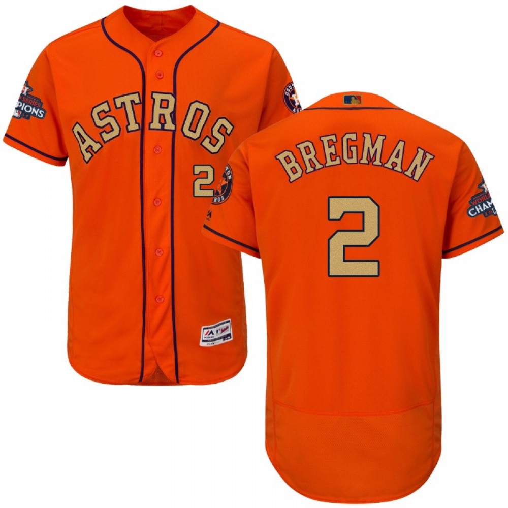 Men's Houston Astros #2 Alex Bregman Orange 2018 Gold Program Flexbase Stitched MLB Jersey Men's Houston Astros #2 Alex Bregman Orange 2018 Gold Program Flexbase Stitched MLB Jersey