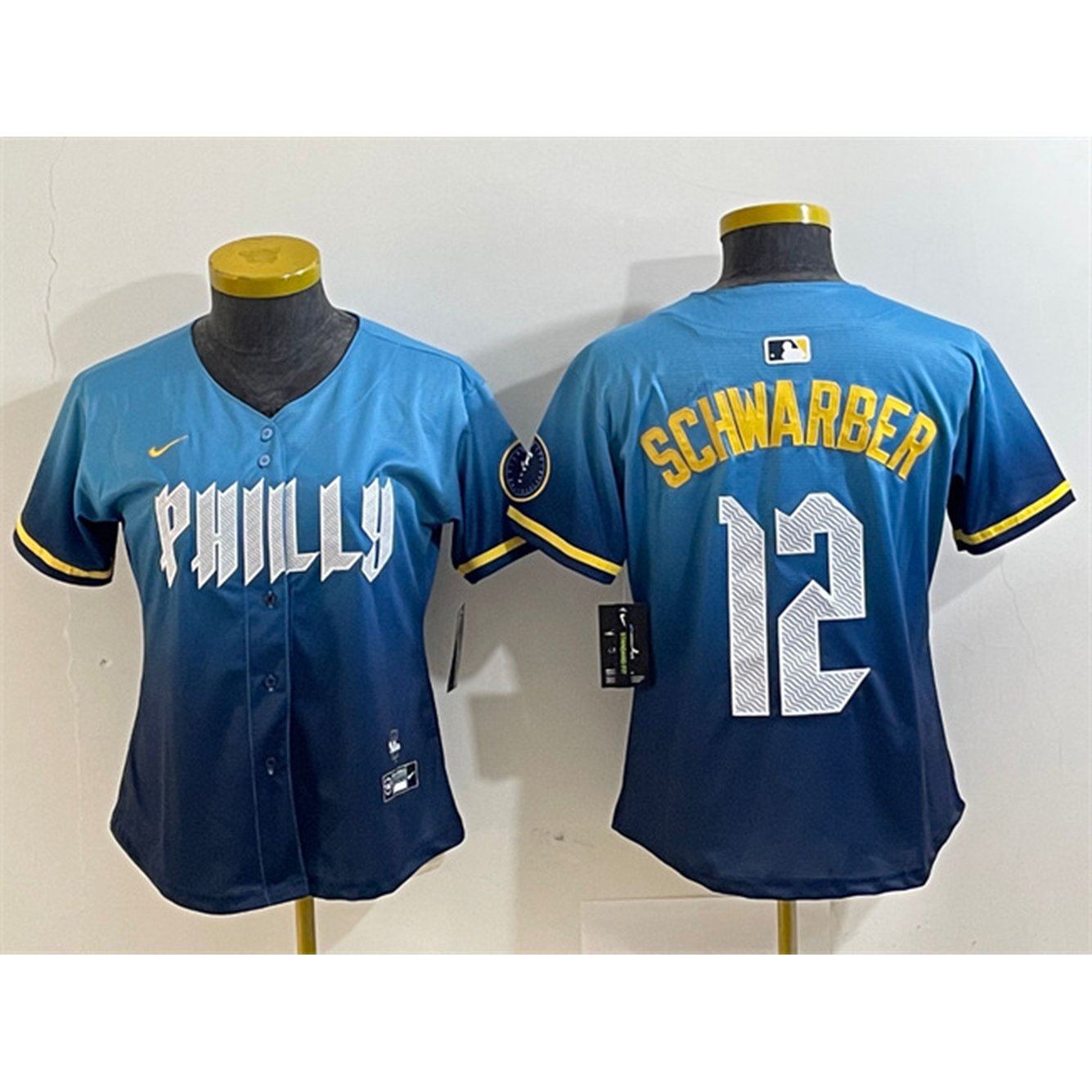 Youth Philadelphia Phillies #12 Kyle Schwarber Blue 2024 City Connect Limited Stitched Baseball Jersey Youth Philadelphia Phillies #12 Kyle Schwarber Blue 2024 City Connect Limited Stitched Baseball Jersey